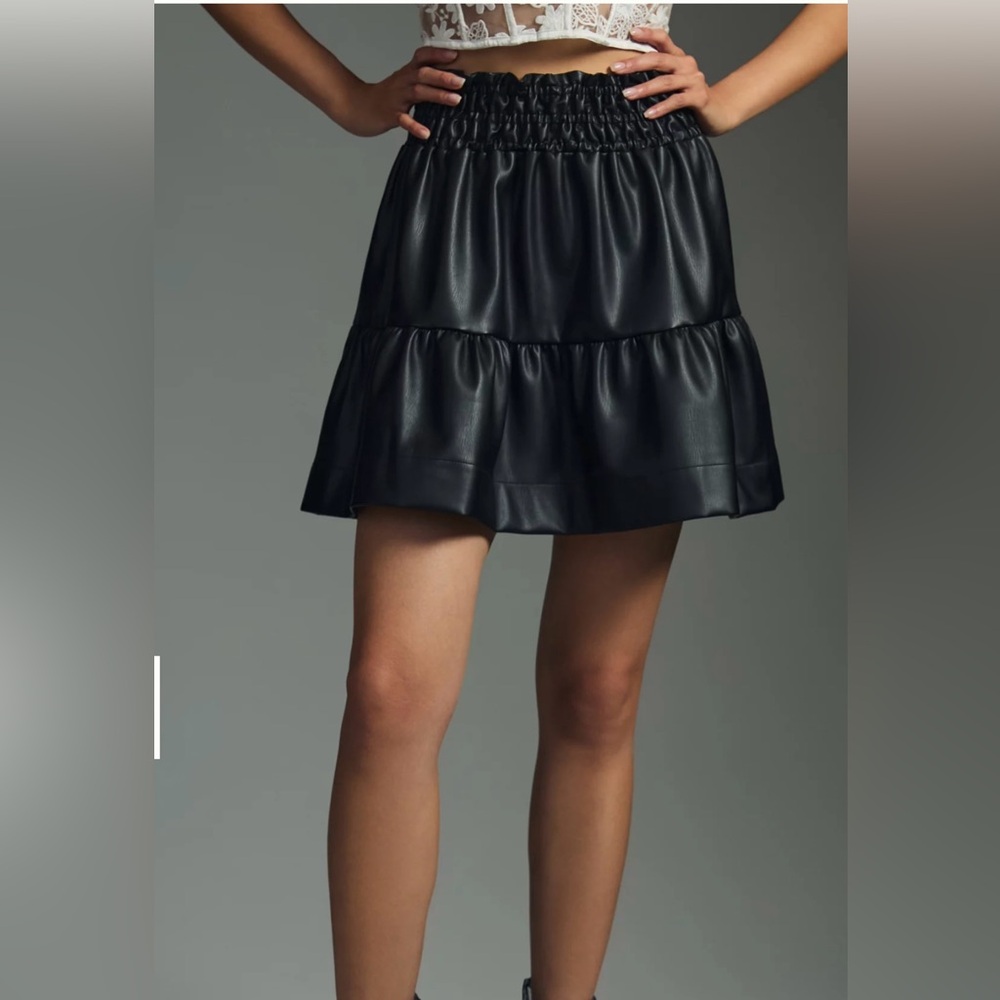 By Anthropologie The Somerset Mini Skirt Faux Leather Edition Black Size M